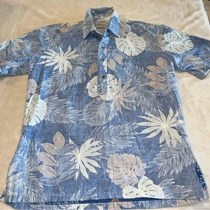 Two Paddles Hawaiian Shirt Men sz Small blue tropical luau beach made in Hawaii